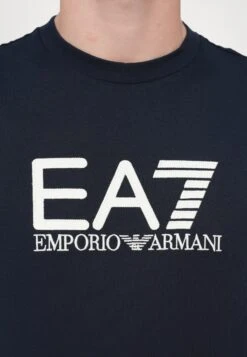 EA7 Emporio Armani TRAIN VISIBILITY TEE - Print T-shirt - Blue/cream -Total Wear Store aa2e787e61304e268052c948410c0dbf