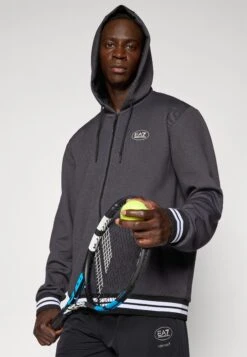 EA7 Emporio Armani TENNIS CLUB HOODIE JACKET - Zip-up Sweatshirt - Black -Total Wear Store aac6344bd63940b78e5ee4fcbc3e4941
