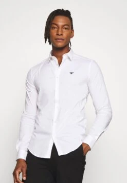 Emporio Armani Exclusive Contrast Logo - Shirt - Whiite