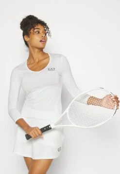 EA7 Emporio Armani Tennis Pro Classic Tee - Long Sleeved Top - White -Total Wear Store b4fb418a2dcc4cb1a2f21ed713fb8734