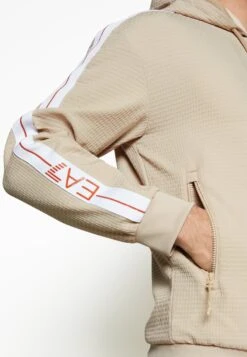 EA7 Emporio Armani Tennis Club Hoodie Light - Zip-Up Sweatshirt - Oxford Tan -Total Wear Store b91aa48380fb432c96490add533a2957