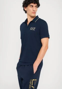 EA7 Emporio Armani TRAIN LABEL - Polo Shirt - Blue -Total Wear Store bf4c28f3ba69470ea0b49549e45609f1