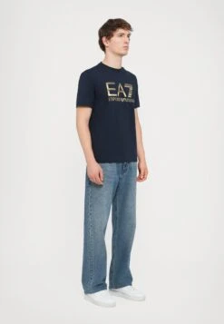 EA7 Emporio Armani TRAIN LOGO TEE - Print T-shirt - Blue -Total Wear Store bf743feefa8047d1a90c75679af90fef