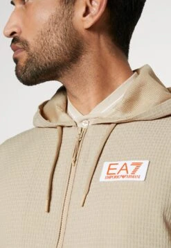 EA7 Emporio Armani Tennis Club Hoodie Light - Zip-Up Sweatshirt - Oxford Tan -Total Wear Store c1621036f51d4f188470927da26a005e