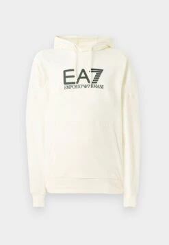 EA7 Emporio Armani TRAIN VISIBILITY HOODIE - Sweatshirt - Black/cream -Total Wear Store c887396590cd446db382169e867161de