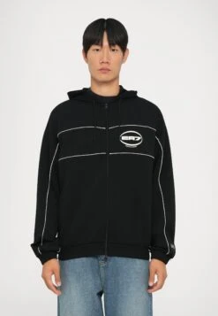 EA7 Emporio Armani TRAIN LOGO SERIES PIPING HOODIE - Zip-up Sweatshirt - Black