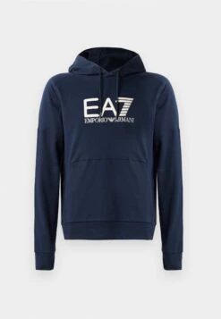 EA7 Emporio Armani TRAIN VISIBILITY HOODIE - Sweatshirt - Black/cream -Total Wear Store cc4bd4a182b04c79a0675cd7f9fc1f6d