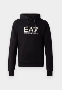 EA7 Emporio Armani TRAIN VISIBILITY HOODIE - Sweatshirt - Black/cream -Total Wear Store d36e3c740ec740ceb0f1a1fbba6cd03a