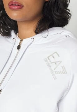 EA7 Emporio Armani Zip-Up Sweatshirt - White/Gold -Total Wear Store d5c6a2dc05ec43718b9aa69032fb1a8d