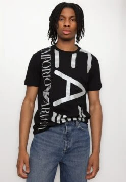 EA7 Emporio Armani TRAIN LOGO SERIES TEE - Print T-shirt - Black/silver -Total Wear Store d5e9aa2787a2458ca721a03f34be7964