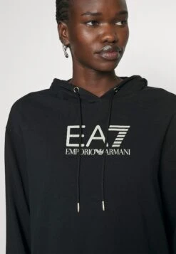 EA7 Emporio Armani Jersey Dress - Black/Logo Light Gold -Total Wear Store d637b6c9045742eeae9fbd93407f5e73