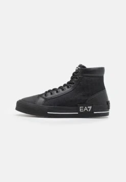 EA7 Emporio Armani All Over Unisex - High-Top Trainers - Triple Black/White