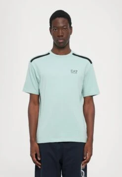 EA7 Emporio Armani NATURAL VENTUS TEE - Basic T-shirt - Blue Surf