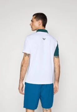 EA7 Emporio Armani TENNIS PRO COLORBLOCK - Polo Shirt - White/green -Total Wear Store d7b723598b184187a6f86a0d5378291d
