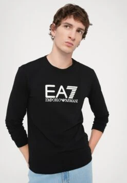 EA7 Emporio Armani TRAIN VISIBILITY TEE - Long Sleeved Top - Black/cream -Total Wear Store d93a96bf3f9042fda8132af6032c1419