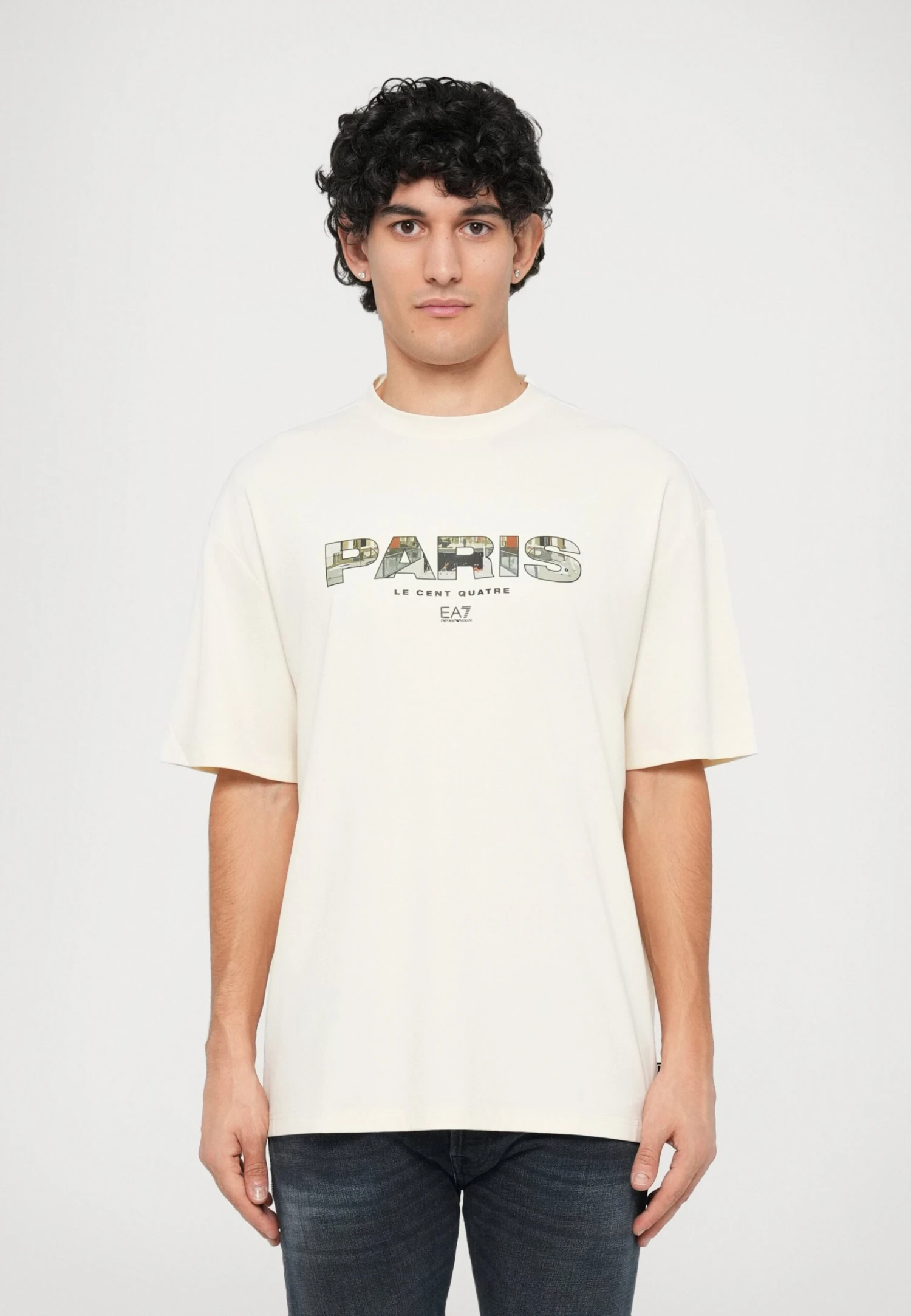 EA7 Emporio Armani TRAIN GRAPHIC SERIES TEE CITIES - Print T-shirt - Vanilla Ice 3 EA7 Emporio Armani TRAIN GRAPHIC SERIES TEE CITIES - Print T-shirt - Vanilla Ice