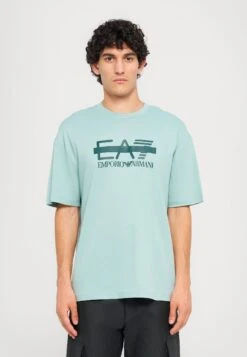 EA7 Emporio Armani TRAIN LOGO TEE - Print T-shirt - Blue Surf