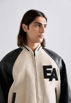 Emporio Armani BLOUSON JACKET - Bomber Jacket - Black/beige -Total Wear Store f292cb5a4b7d49f8b4f69aa923532fb6