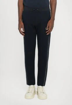 EA7 Emporio Armani LABEL PANTS - Tracksuit Bottoms - Blue