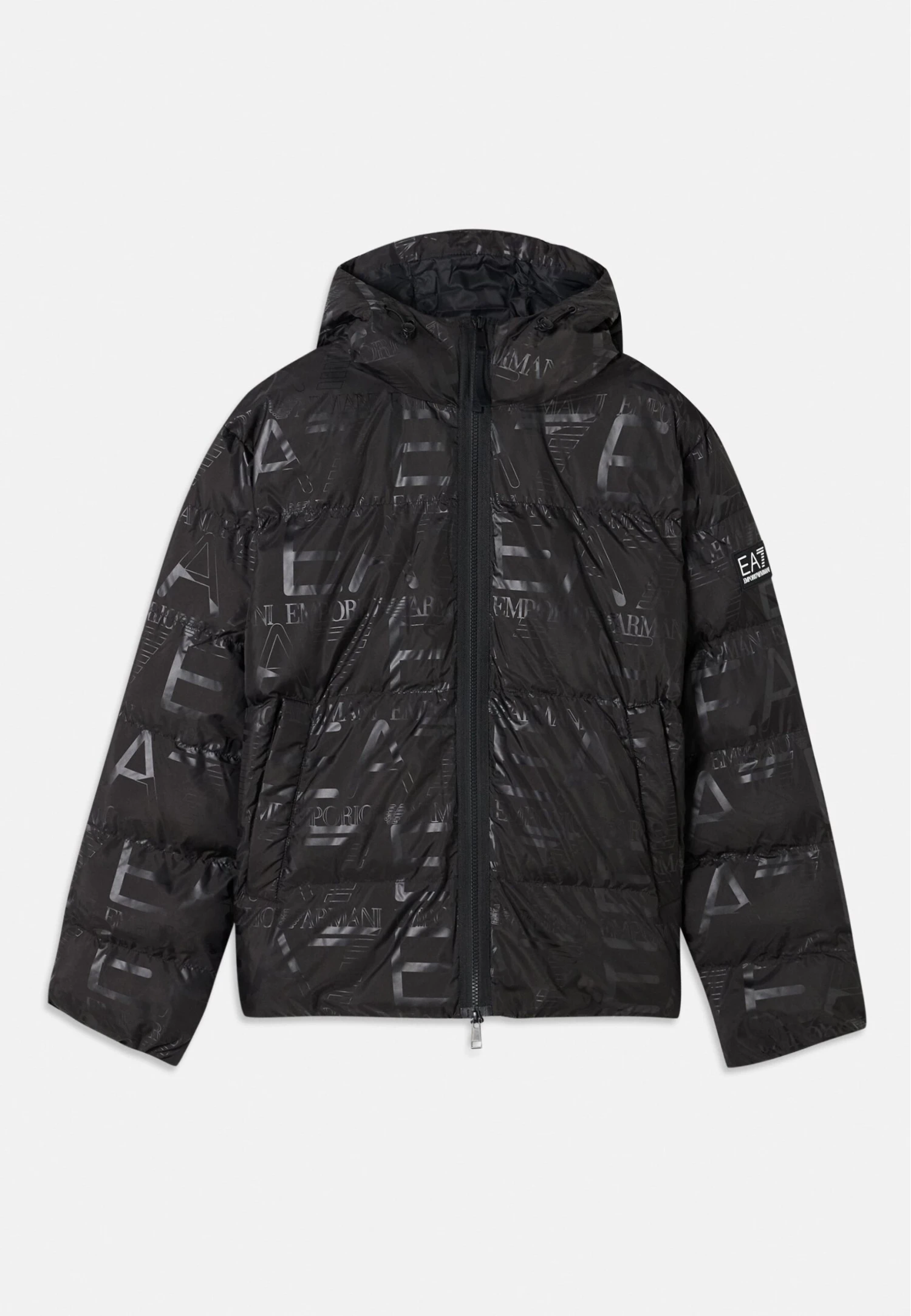EA7 Emporio Armani MOUNTAIN HOODED JACKET LOGO REPEAT - Winter Jacket - Black 8 EA7 Emporio Armani MOUNTAIN HOODED JACKET LOGO REPEAT - Winter Jacket - Black - Image 6