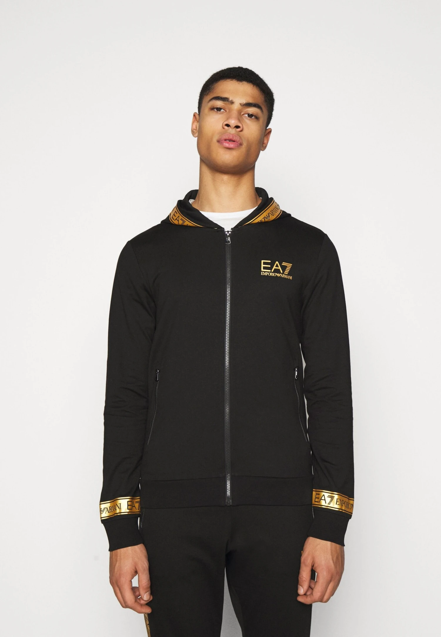 EA7 Emporio Armani Zip-Up Sweatshirt - Black/Gold 3 EA7 Emporio Armani Zip-Up Sweatshirt - Black/Gold