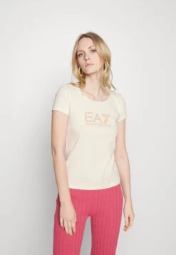 EA7 Emporio Armani Print T-Shirt - Beige/Gold